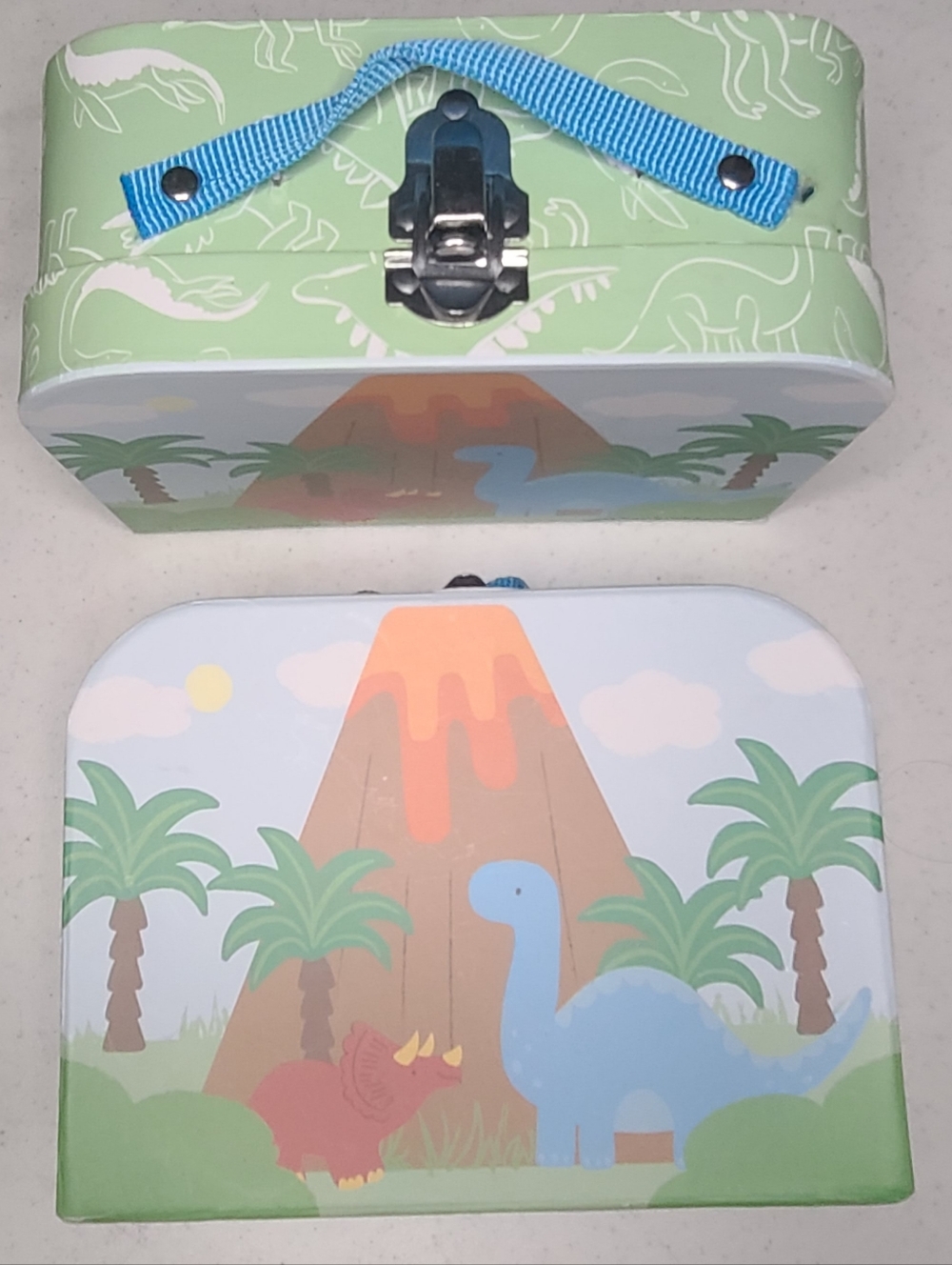 Mud Pie Dinosaur Mini Suitcase Storage Cases with Metal Latches - Set of 2